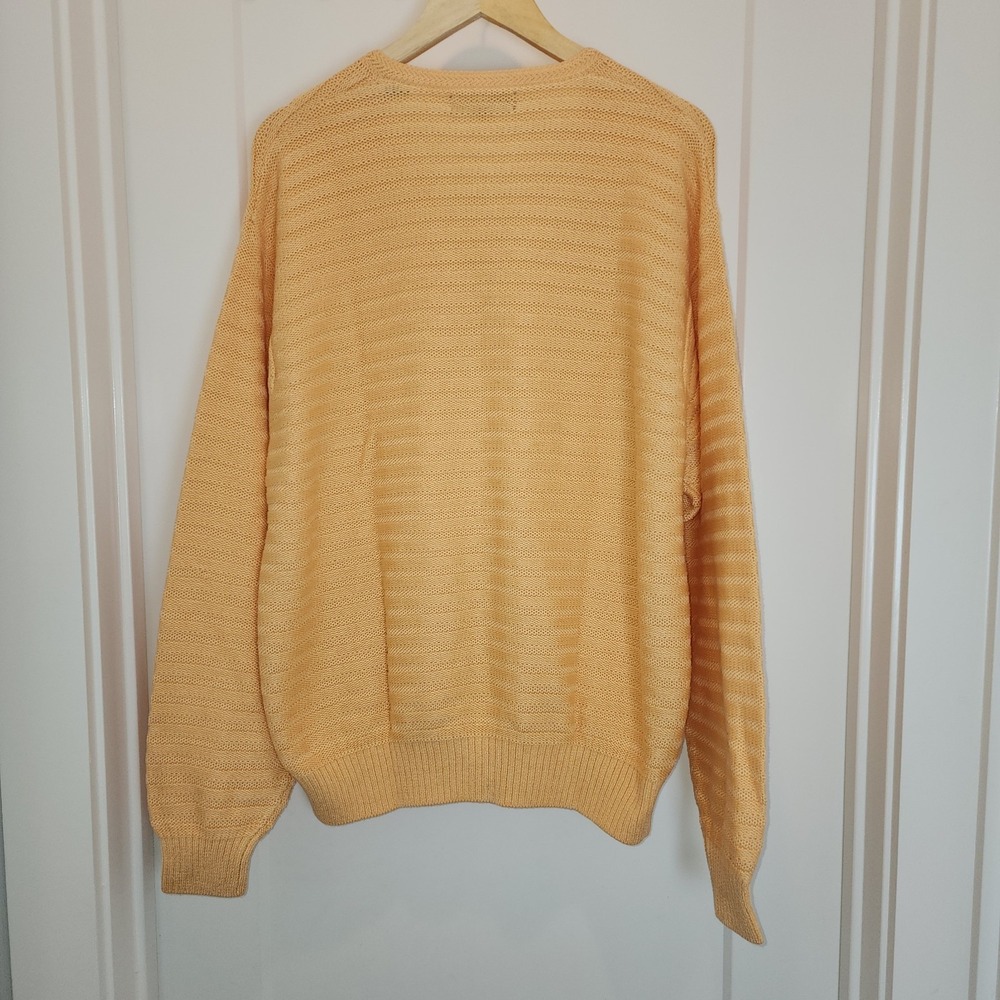 Vintage Bobby Jones V-Neck Sweater Mens L/XL 100%‎ Cotton Golf Preppy Yellow - Picture 2 of 11